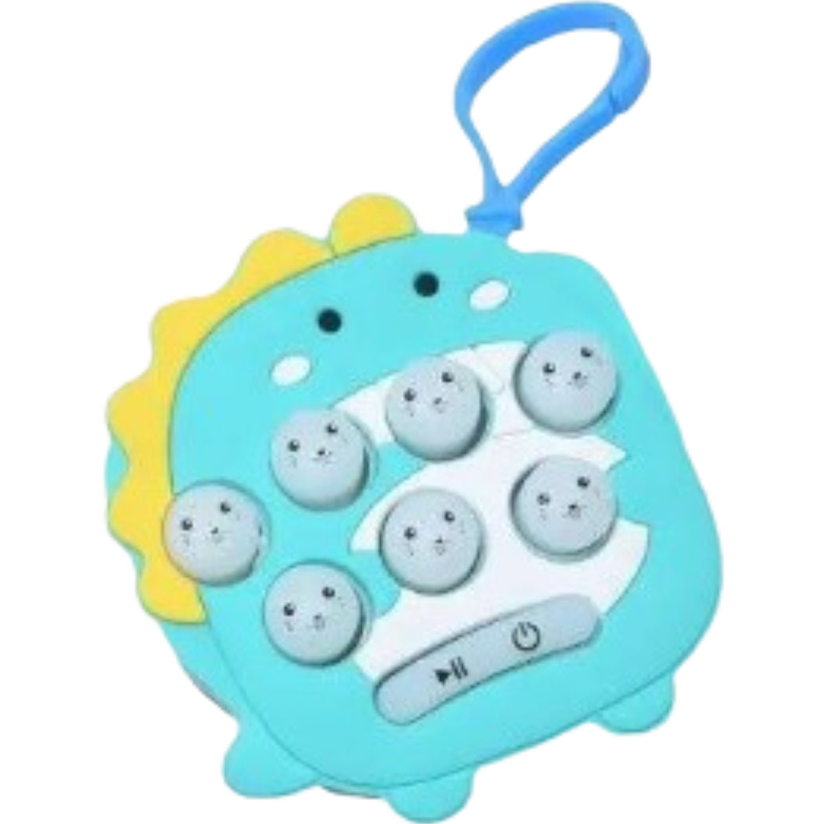 Jucarie Interactiva Gopher, Joc cu Lumini si Muzica, Model Dinozaur, Tip Breloc, Silicon si ABS, Albastru