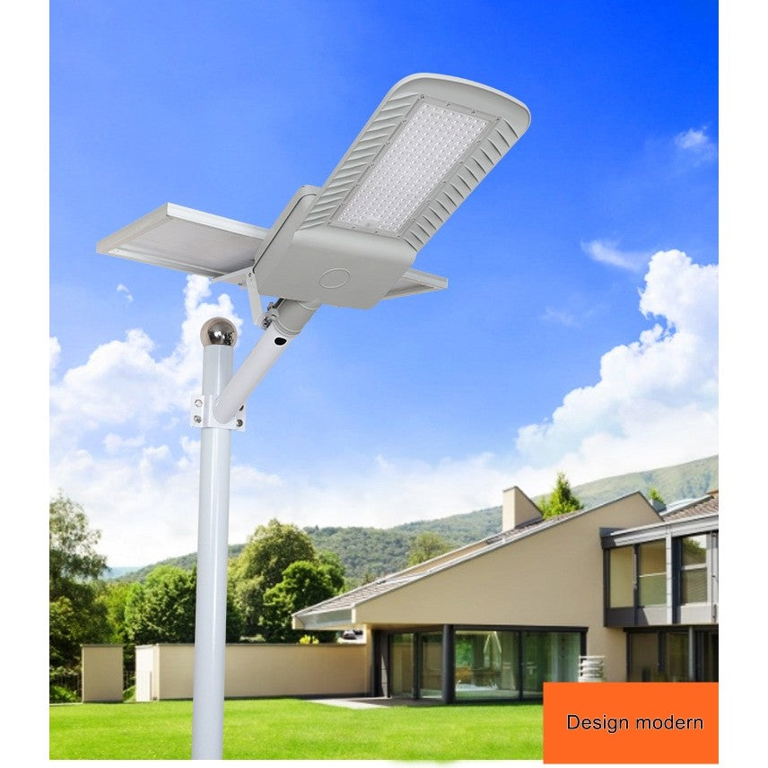 Lampa Solara Stradala 200W, 60 LED SMD, Senzor Lumina si Telecomanda, IP65, 2250 lm, Panou 25W, Autonomie 12-16 Ore, Material ABS, 51.5 x 21 x 7.5 cm, Gri