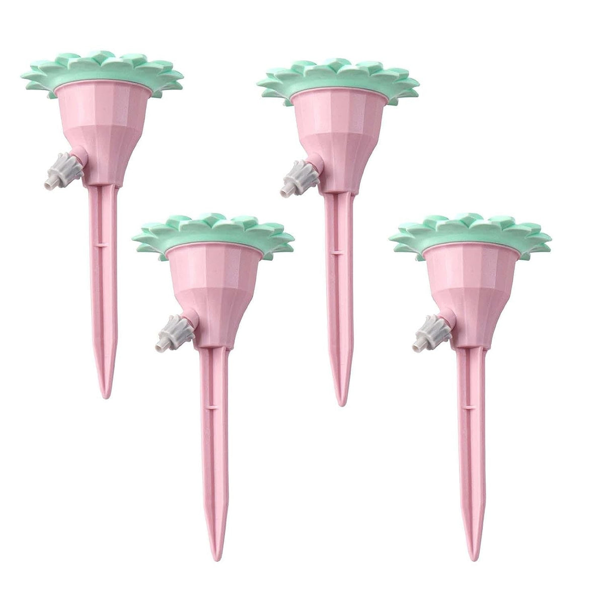 Set Picurătoare pentru Irigare cu Valvă Reglabilă, Design Floare pentru Ghivece și Grădină, Fixare prin Înfigere, Plastic, 16.8 x 9 cm, Roz