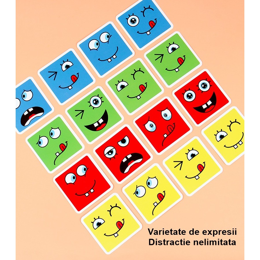 Jucarie pentru copii montessori Berbis, cub din lemn, asamblare fete, 64 de carti distractive, pentru baieti si fete, varsta +3 ani, educativ, multicolor