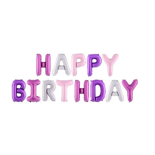 Set Baloane Litere Happy Birthday, Decoratiuni Petrecere Aniversara, Folie de Aluminiu, Set cu Pai pentru Umflare, 40 cm, Multicolor