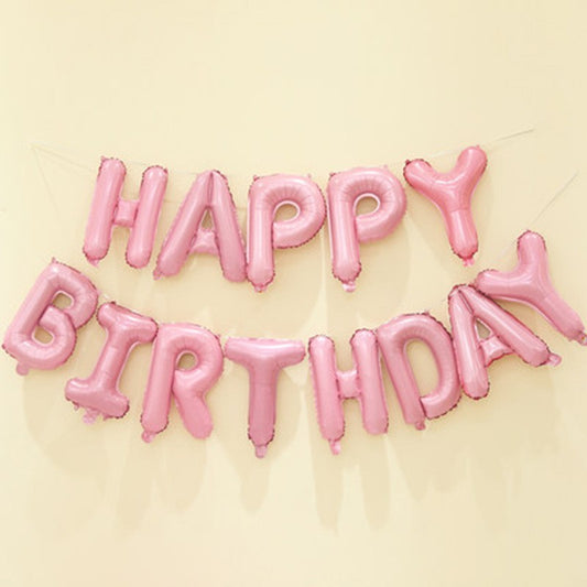 Set Baloane Folie Happy Birthday, Decoratiuni Petrecere Aniversara, Litere Metalizate, Roz Deschis, 40 cm