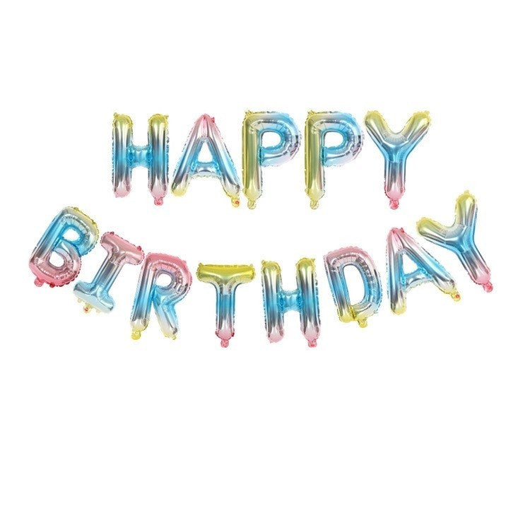 Set Baloane Folie Happy Birthday, Litere Aniversare pentru Petrecere, Autoumflabile cu Aer sau Heliu, Multicolor, 40 cm, 13 Piese