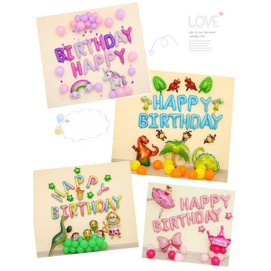 Set Baloane Folie Happy Birthday, Litere Aniversare pentru Aer sau Heliu, Include Pai Umflare, Albastru Baby Blue, 40 cm