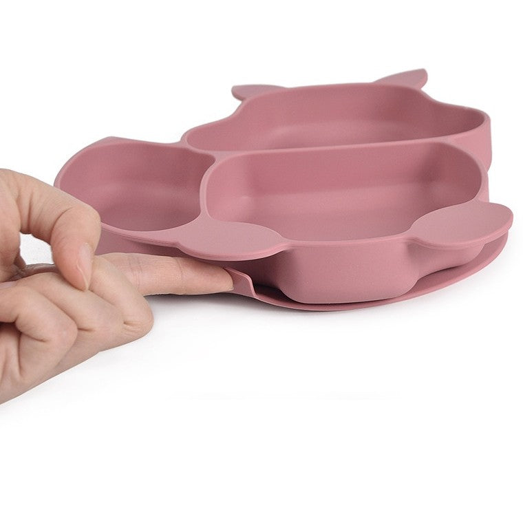 Set Diversificare Bebelusi, Farfurie si Bol cu Ventuza, Cana Gustari, Tacamuri Lemn si Baveta, Silicon Alimentar Fara Alergeni, 10 Piese, Roz Pudrat