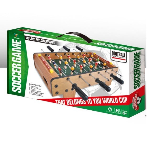 Masa de Fotbal pentru Copii si Adulti, Joc Fotbal de Masa cu 18 Jucatori si 6 Manere, Structura din Lemn, Metal si ABS, Tablou Scor inclus, 50 x 25 x 18 cm