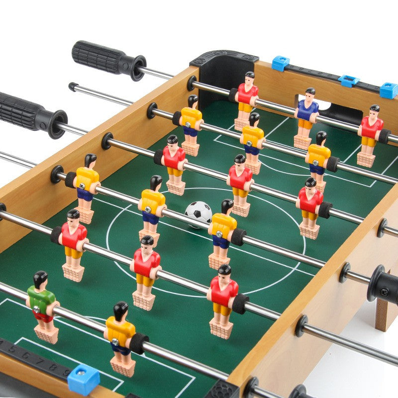 Masa de Fotbal pentru Copii si Adulti, Joc Tabletop cu 18 Jucatori si 6 Manere, Structura din Lemn si Metal, Contor Scor Inclus, 2 Mingi, 51 x 44 x 17.5 cm