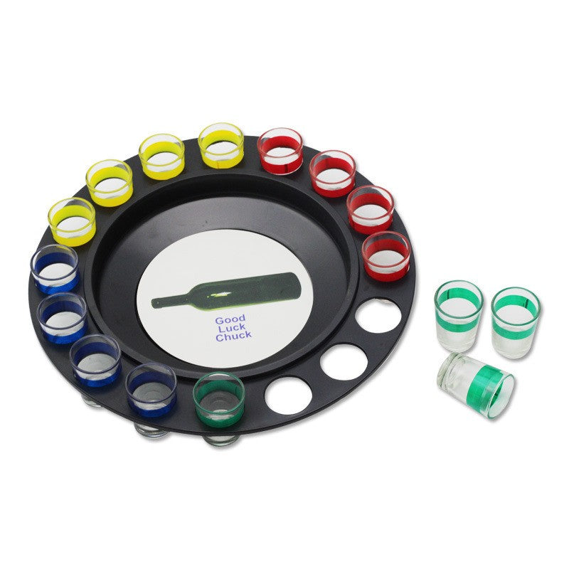 Joc de Societate Adevar sau Provocare, Ruleta de Party cu 16 Pahare Shot, Sticla si Plastic, Multicolor