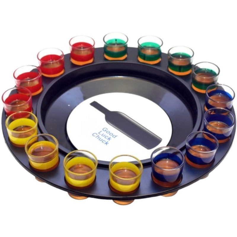 Joc de Societate Adevar sau Provocare, Ruleta de Party cu 16 Pahare Shot, Sticla si Plastic, Multicolor