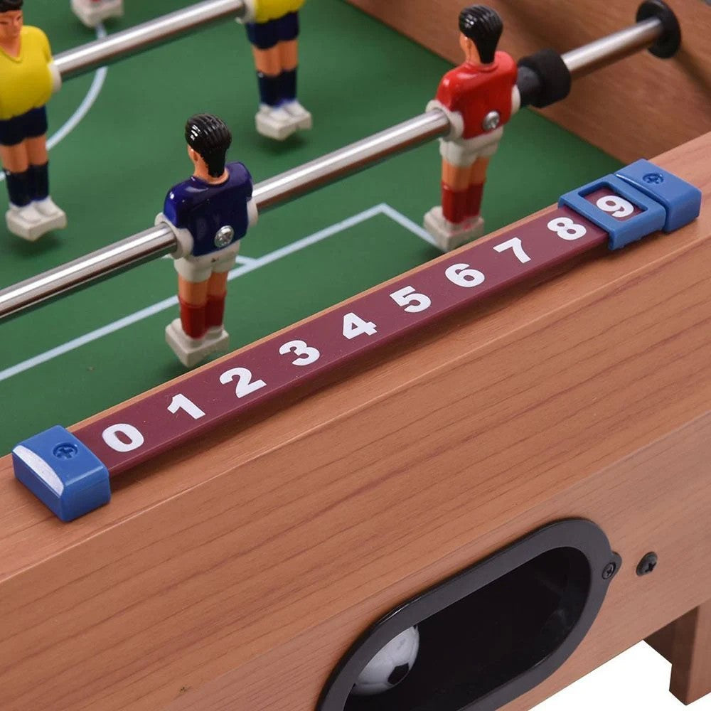 Mini Masa de Fotbal pentru Copii si Adulti, Joc Fotbal de Masa cu 12 Jucatori si Tabela de Scor, Constructie din Lemn, Metal si ABS, 34.5 x 23 x 7 cm