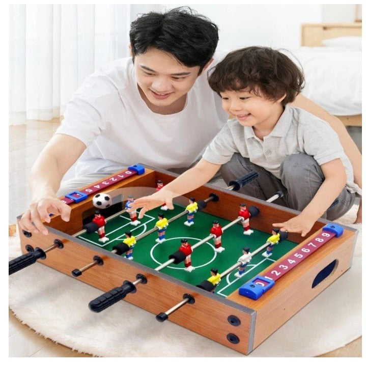 Mini Masa de Fotbal pentru Copii si Adulti, Joc Fotbal de Masa cu 12 Jucatori si Tabela de Scor, Constructie din Lemn, Metal si ABS, 34.5 x 23 x 7 cm
