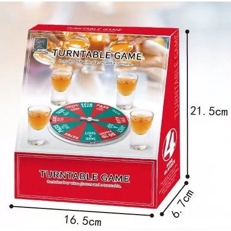 Joc De Baut Ruleta Norocoasa Cu 4 Pahare Shot Incluse, Joc De Petrecere Pentru Adulti +18 Ani, Plastic Si Sticla, Rosu/Verde
