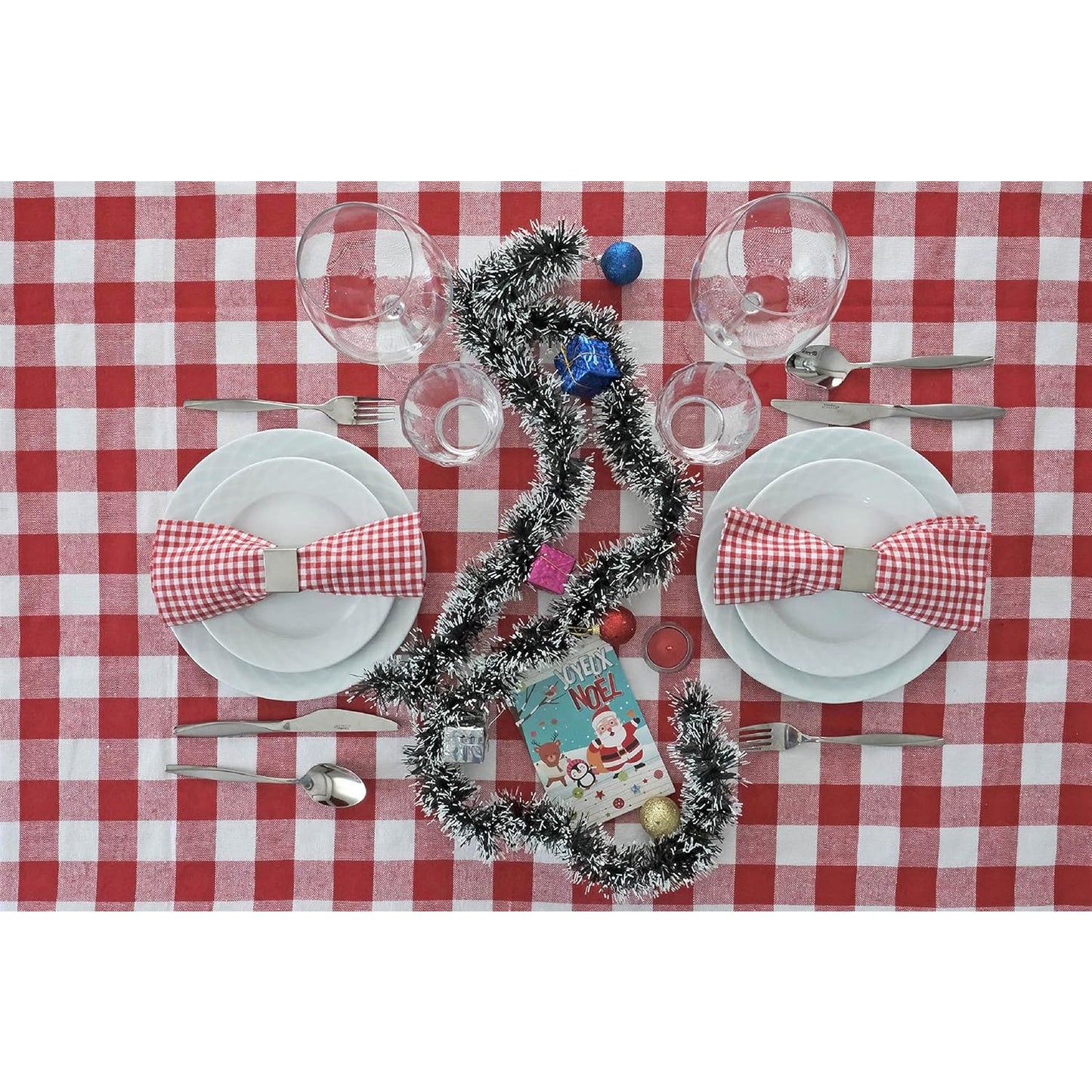 Față de Masă în Carouri, Material Textil Rezistent, Design Clasic pentru Evenimente și Uz Zilnic, Dreptunghiulară, Roșu, 150x220 cm