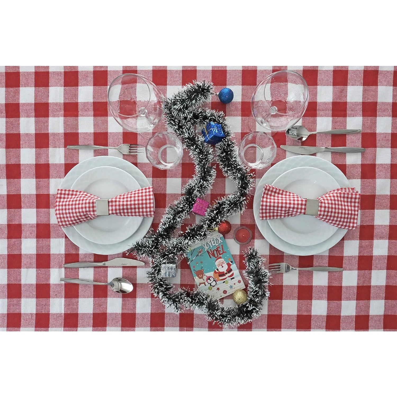 Față de Masă în Carouri, Material Textil Rezistent, Design Clasic pentru Evenimente și Uz Zilnic, Dreptunghiulară, Roșu, 150x220 cm