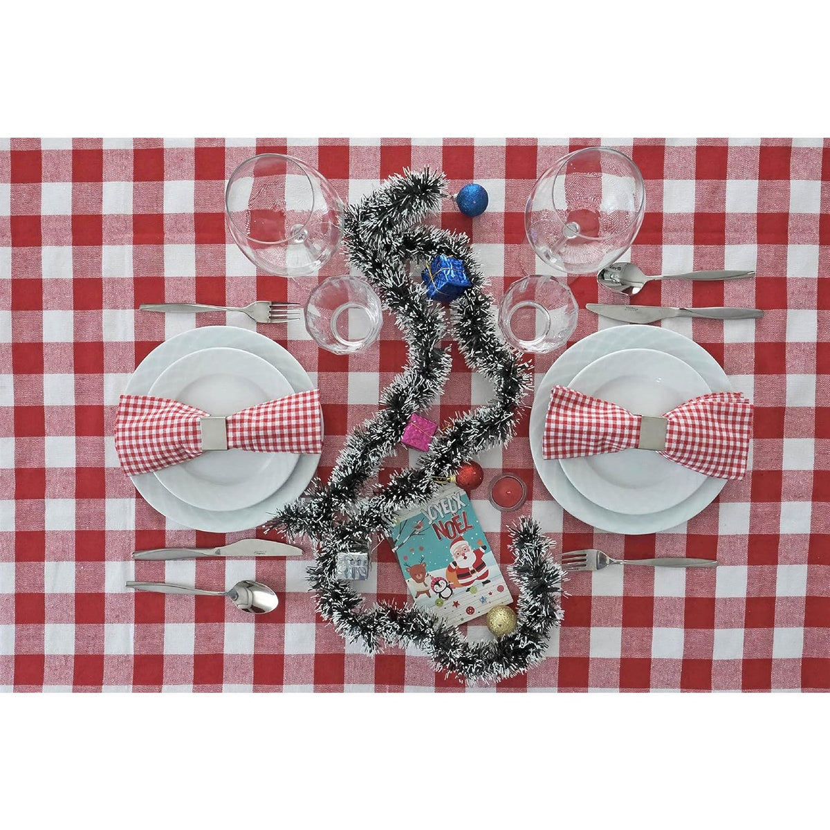Față De Masă În Carouri, Material Textil Premium, Design Clasic Pentru Evenimente Și Uz Zilnic, Dreptunghiulară, Roșu, 130 x 180 cm