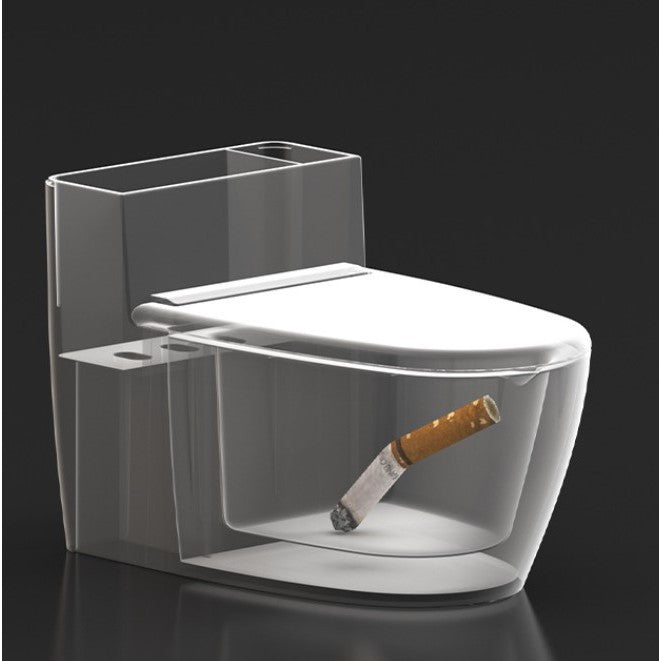 Scrumiera Creativa in Forma de Toaleta cu Capac, Suport pentru Tigari Fixare prin Lipire sau Autoportanta, ABS si Otel Inoxidabil, 12.5 x 10 x 8 cm, Alb, Model 2