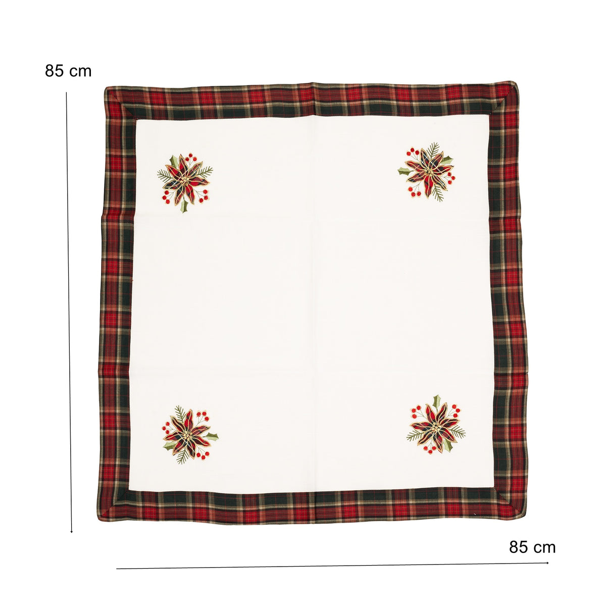 Fata de Masa Craciun, Material In Brodat cu Motive Florale Festive, Design Elegant de Iarna, Textil, 85 x 85 cm, Alb
