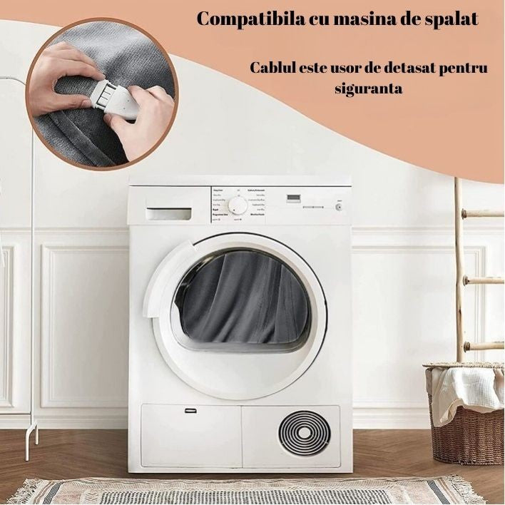 Patura Electrica Cu Incalzire Rapida, Timer Si 3 Trepte De Temperatura, Protectie Supraincalzire, Flanel Moale, 100 W, 180x130 cm, Gri