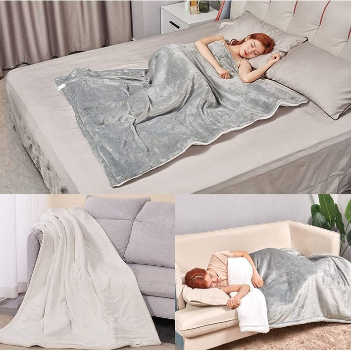Patura Electrica Cu Incalzire Rapida, 6 Trepte De Temperatura Si Temporizator, Protectie Supraincalzire, Lavabila, Flanel Moale, 135 W, 180x130 cm, Gri