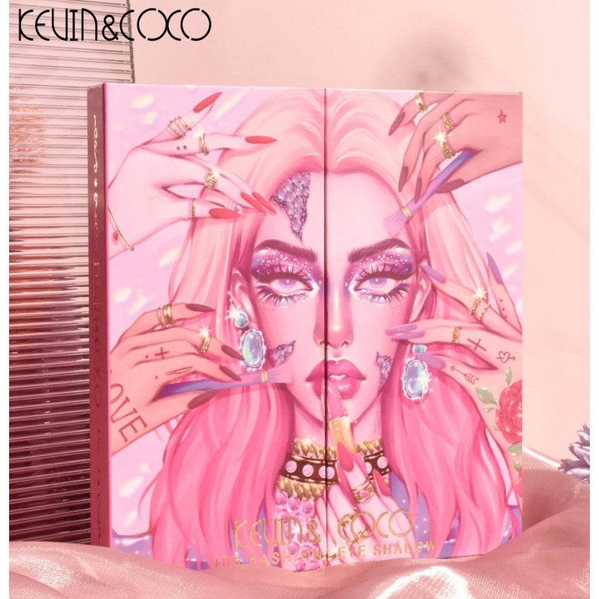 Kevin&Coco Paleta de Machiaj cu 105 Culori, Set Pliabil pentru Ochi, Conturing, Iluminator si Blush, Pudra Compacta, Multicolor, 109 g