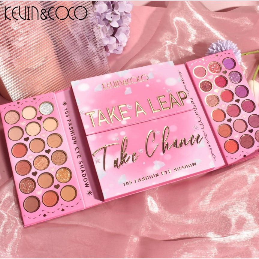 Kevin&Coco Paleta de Machiaj cu 105 Culori, Set Pliabil pentru Ochi, Conturing, Iluminator si Blush, Pudra Compacta, Multicolor, 109 g