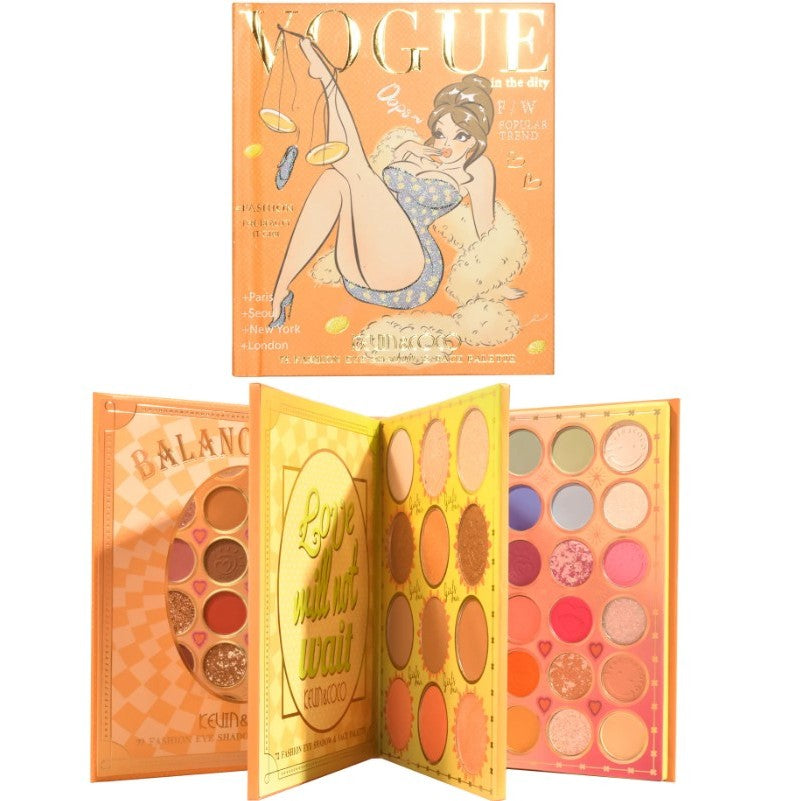 Kevin&Coco Paleta de Farduri Profesionala cu 72 Culori, Design Stil Carte pe 3 Straturi, Pudra Compacta Inclusa, Fara Sulfati, Multicolor, 14 x 14 cm, 80 g