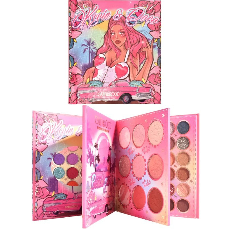 Kevin&Coco Paleta Machiaj Profesionala, 69 Nuante Fard de Pleoape, Blush, Iluminator si Contur, Deschidere Tip Carte, Multicolor, 18.6 x 16.5 cm, 97 g