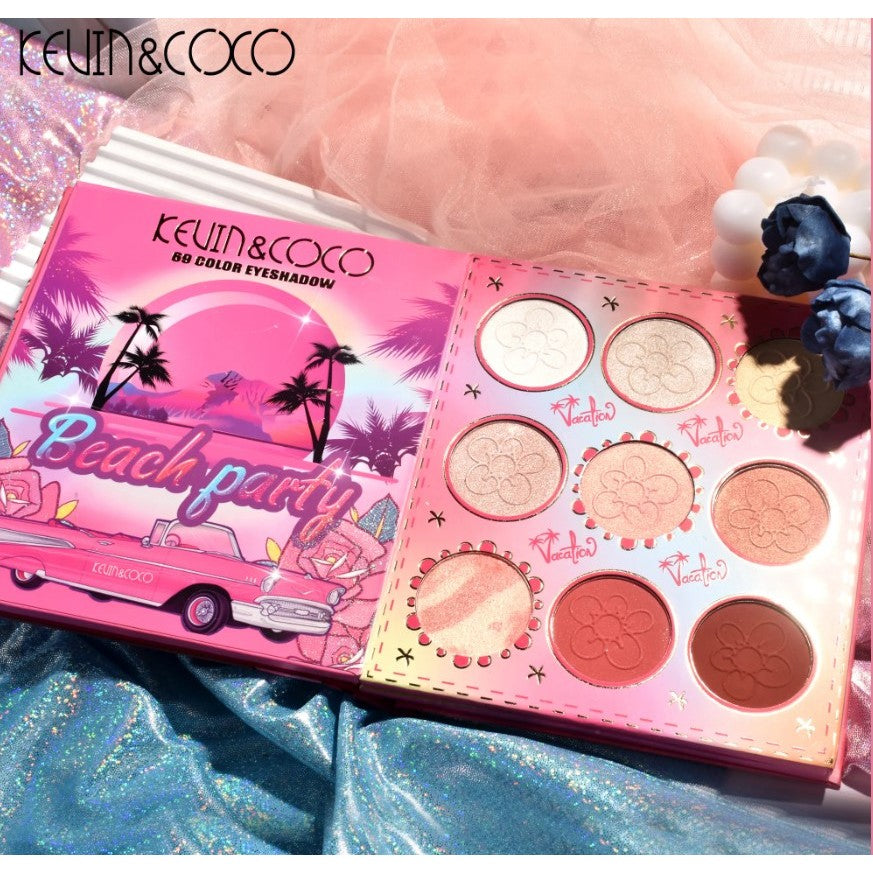 Kevin&Coco Paleta Machiaj Profesionala, 69 Nuante Fard de Pleoape, Blush, Iluminator si Contur, Deschidere Tip Carte, Multicolor, 18.6 x 16.5 cm, 97 g