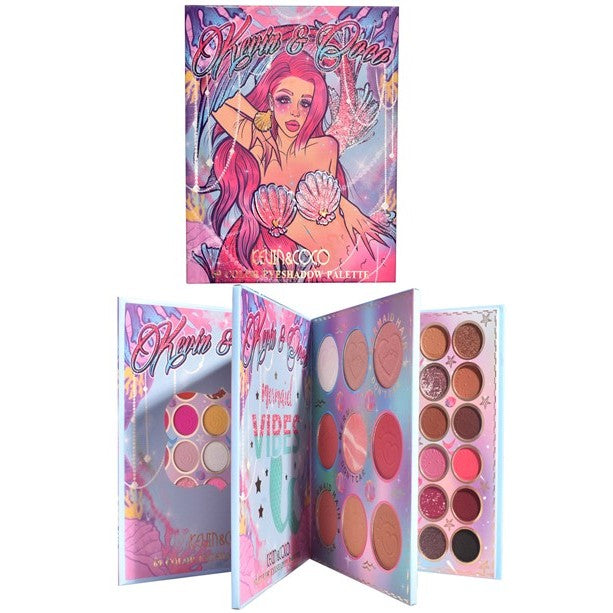 Kevin&Coco Paleta Machiaj cu 69 Nuante Farduri de Pleoape, Blush, Iluminator si Conturing, Deschidere Tip Carte, Multicolor, 18.6 x 16.5 cm, 97 g