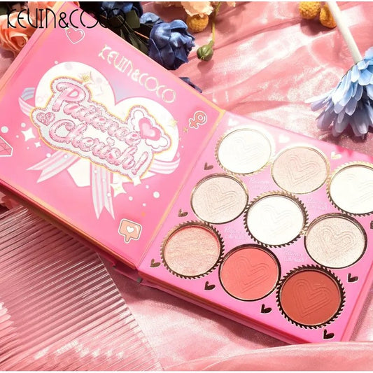Kevin&Coco Paleta de Farduri cu 59 de Culori, Trusa Machiaj Tip Carte cu 3 Straturi, Include Blush, Contur si Iluminator, Pudra Compacta, Multicolor, 14 x 14 cm, 80 g