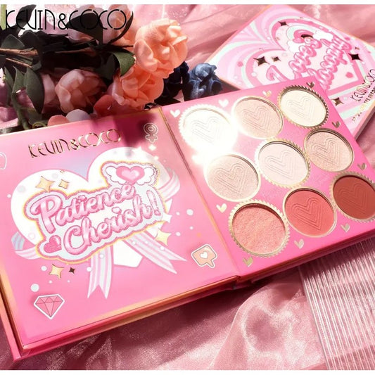 Kevin&Coco Paleta de Farduri cu 59 de Culori, Trusa Machiaj Tip Carte cu 3 Straturi, Include Blush, Contur si Iluminator, Pudra Compacta, Multicolor, 14 x 14 cm, 80 g