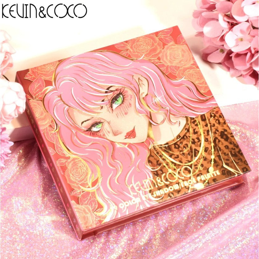 Kevin&Coco Paleta de Farduri pentru Machiaj, 59 Culori cu Iluminator si Blush, Design Stil Carte cu 3 Straturi, Pudra Compacta, 14.2 x 14.2 cm, 80 g, Multicolor