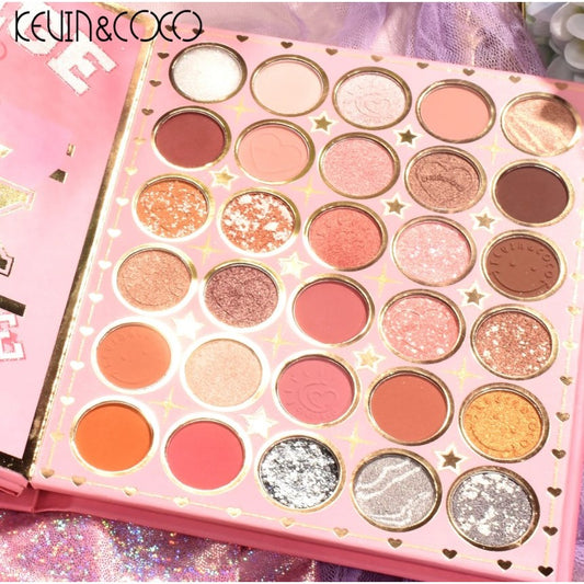 Kevin&Coco Paleta de Farduri pentru Ochi, 72 Culori pe 3 Straturi, Design Tip Carte cu Pudra Compacta, Formula Fara Sulfati, Multicolor, 14 x 14 cm, 90 g