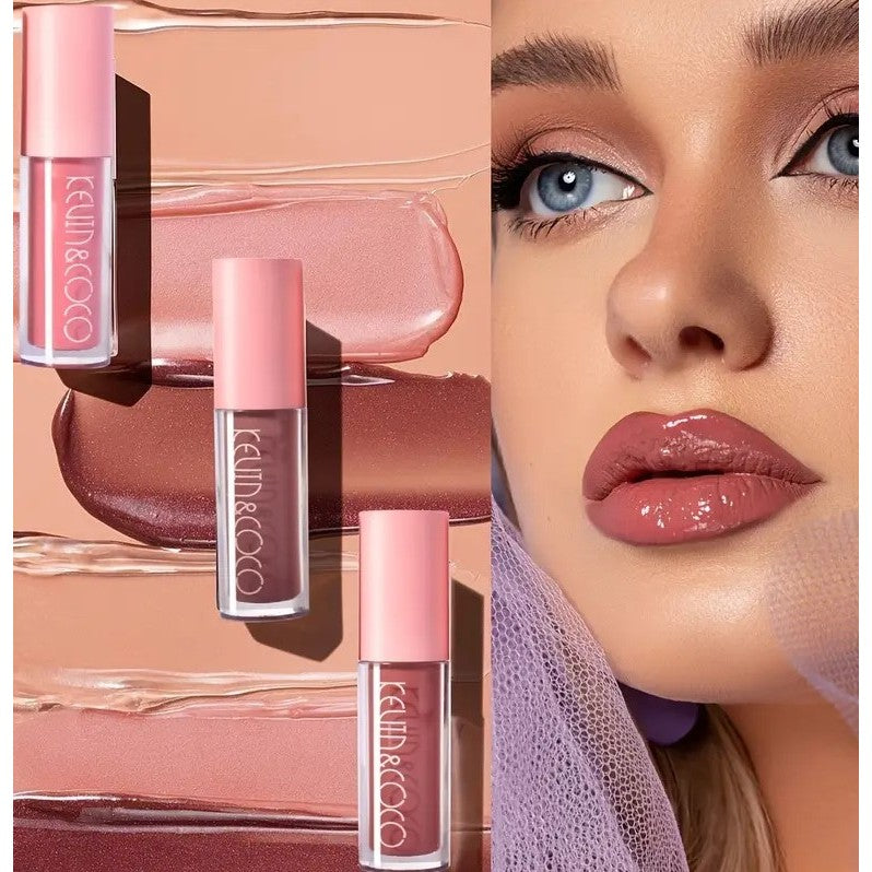 Set 8 Lip Gloss, Luciu de Buze Hidratant cu Finish Glossy, Nuanțe Rose și Nude, Cutie Dreptunghiulară pentru Transport, 181.5 g, Multicolor