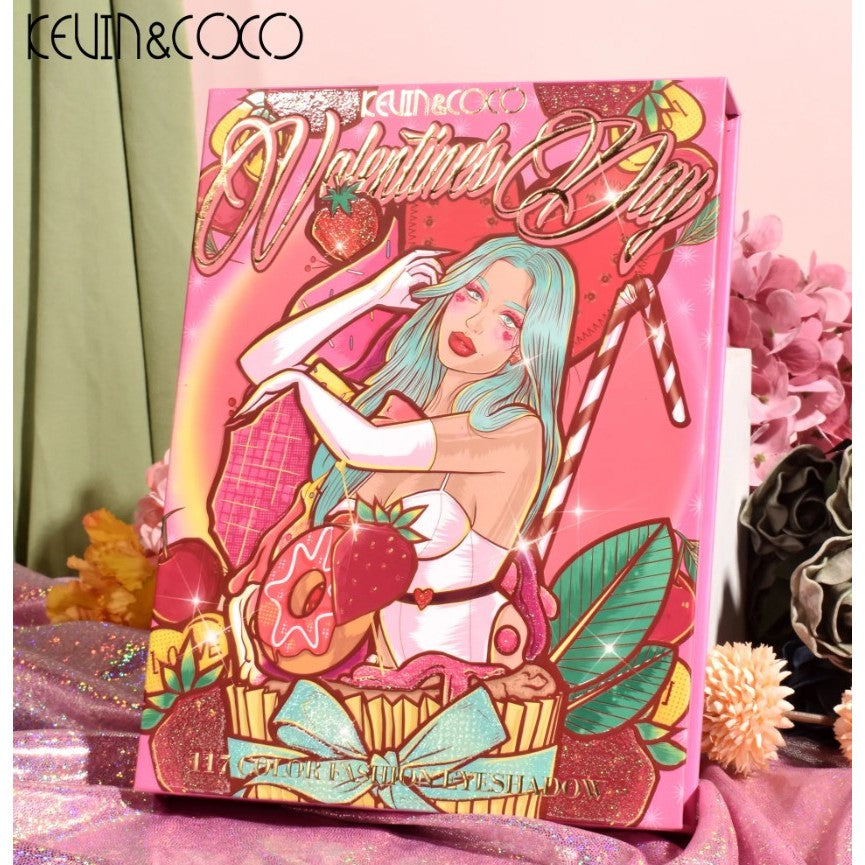 Kevin&Coco Paleta Farduri de Pleoape cu 117 Culori, Design Rotativ pe 4 Straturi, Include Iluminator si Blush, Format Dreptunghiular Compact, 112g, 20.8 x 15.5 cm, Multicolor