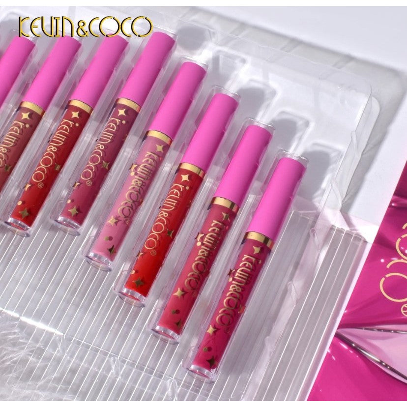 Kevin&Coco Set 12 Gloss de Buze Hidratant, Luciu de Buze cu Nuante Rosu, Roz si Nude, Cutie Eleganta pentru Cadou, Multicolor, 200 g