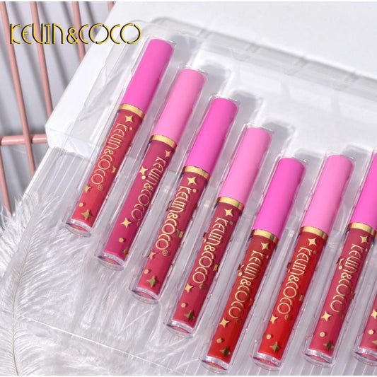 Kevin&Coco Set 12 Lip Gloss, Luciu de Buze Hidratant cu Stralucire, Nuanțe Rosu si Rose, Cutie Dreptunghiulara, 200 g, Multicolor