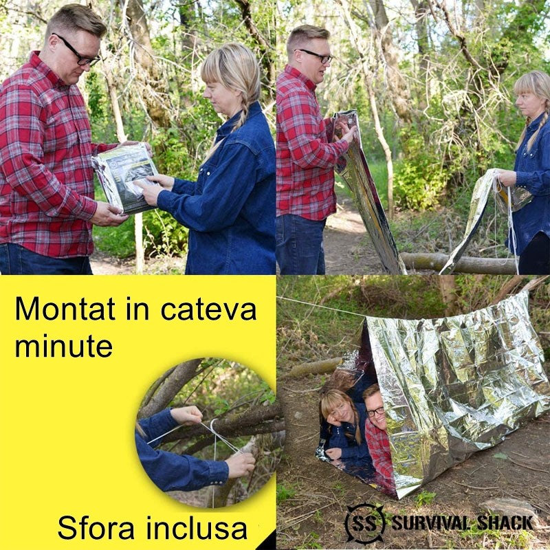 Kit Supravietuire Multifunctional si Trusa Prim Ajutor, Instrumente Profesionale Camping si Drumetii, Accesorii Outdoor, Material Textil Tip Borseta, Model Army, Verde Camuflaj