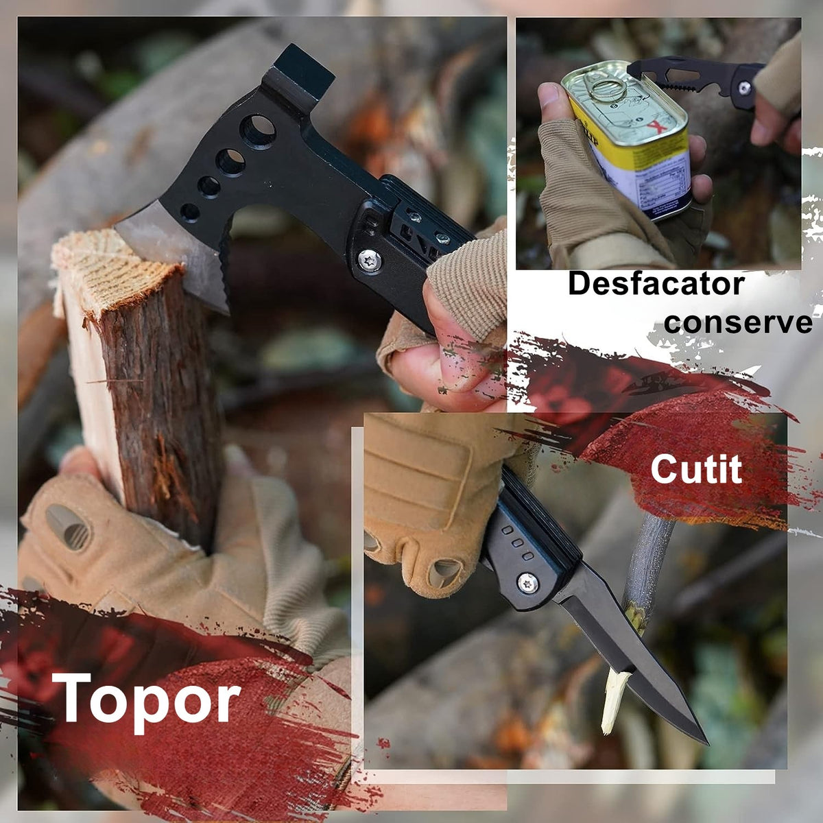 Kit Supravietuire Multifunctional 16 in 1, Set Instrumente Profesionale si Trusa Prim Ajutor, Echipament Camping si Drumetii, Otel si Nylon, Negru