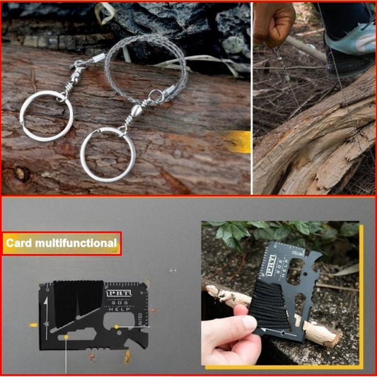 Kit Supravietuire Multifunctional, Set Instrumente Profesionale si Trusa Prim-Ajutor, Agatatoare Rucsac, pentru Camping si Drumetii, Negru