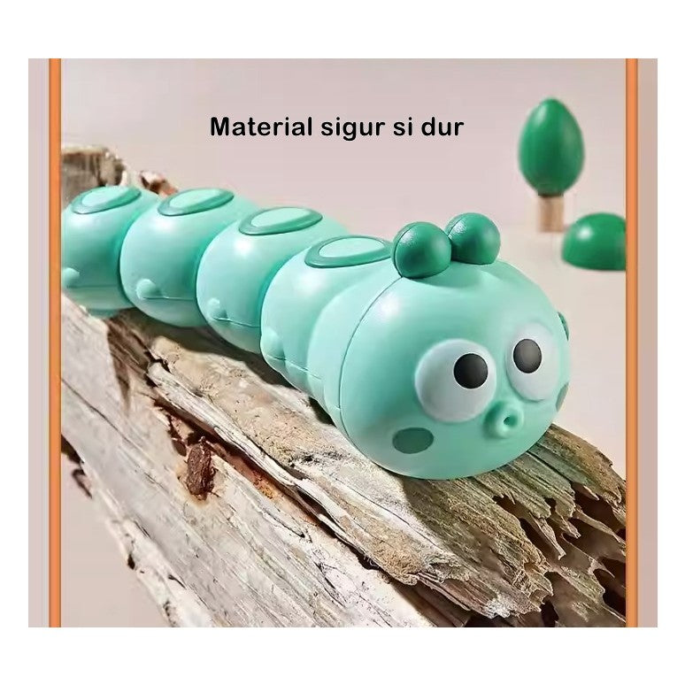 Jucarie Mecanica Omidă, Cu Cheiță Pentru Dezvoltare Motorie, Plastic, 15 x 4 cm, Verde