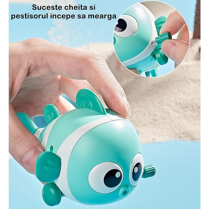 Jucarie Mecanica Pestisor, Cu Cheita Pentru Dezvoltarea Motorie, Plastic, 11 x 9 x 7.5 cm, Verde