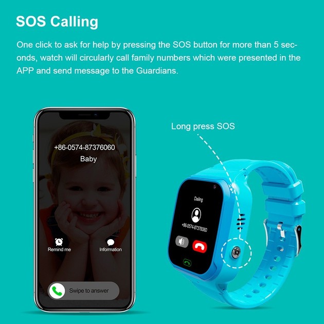 Ceas Smartwatch Copii Motto LT36, Localizare GPS LBS WiFi, Apel Video 4G, Buton SOS, Camera Foto, Silicon, Albastru