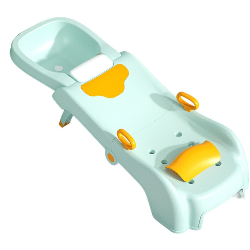 Suport Pliabil pentru Spalat Parul Copii, Scaun Ergonomic cu Suport Cap Reglabil, Scurgere si Manere, Polipropilena, 110 x 35 x 21 cm, Verde