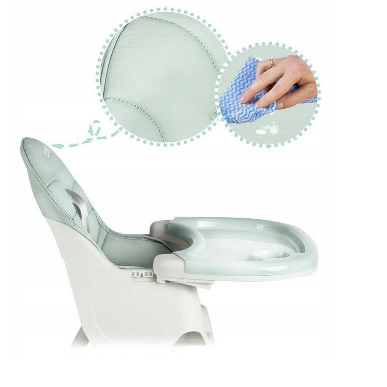 Scaun de Masa pentru Bebelusi si Copii, Telescopic si Pliabil, Roti cu Blocare, Centura 5 Puncte, Masuta Reglabila, Husa Piele Ecologica, 97 x 73 x 65 cm, Verde