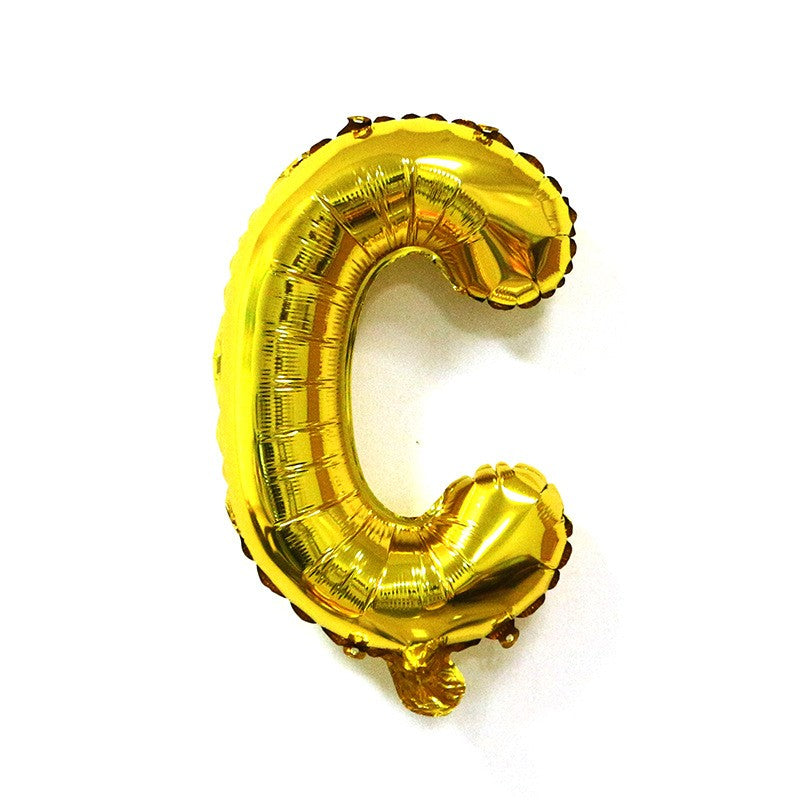 Balon Folie Metalizata Litera C, Umflare Aer sau Heliu, Decoratiuni Party, Folie Aluminiu, Pai Inclus, 40 cm, Auriu