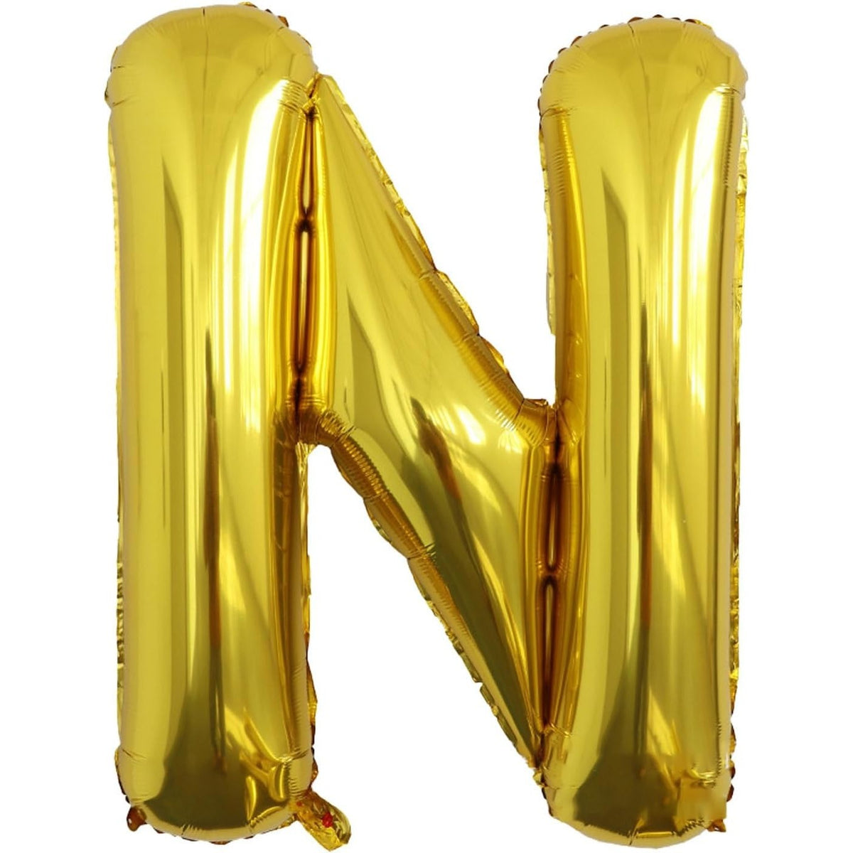 Balon Folie Metalizata Litera N, Decor Petrecere Aniversara, Compatibil Heliu sau Aer, Aluminiu, Pai Inclus, 40 cm, Auriu
