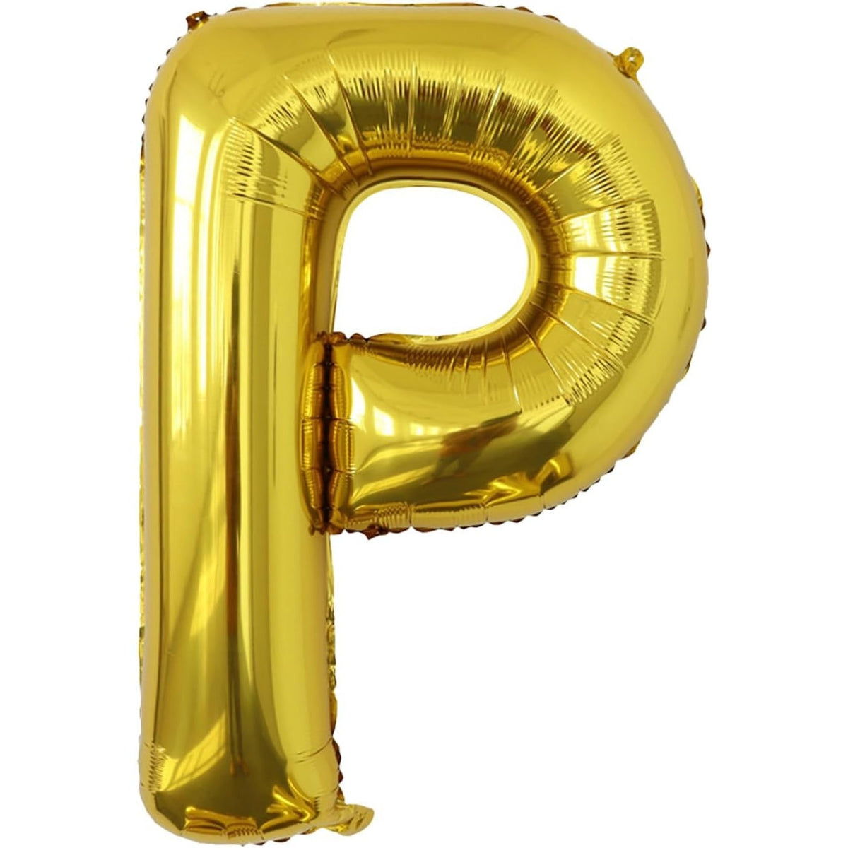 Balon Folie Metalizata Litera P, Balon Aniversar pentru Aer sau Heliu, Folie Aluminiu, Inclus Pai Umflare, 40 cm, Auriu