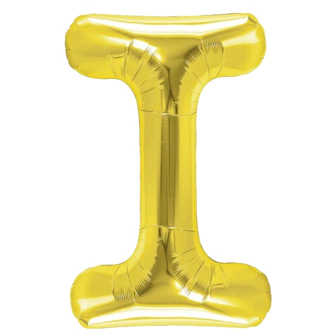 Balon Folie Metalizata Litera I, Reutilizabil, Umflare Aer sau Heliu, Aluminiu, 40 cm, Auriu