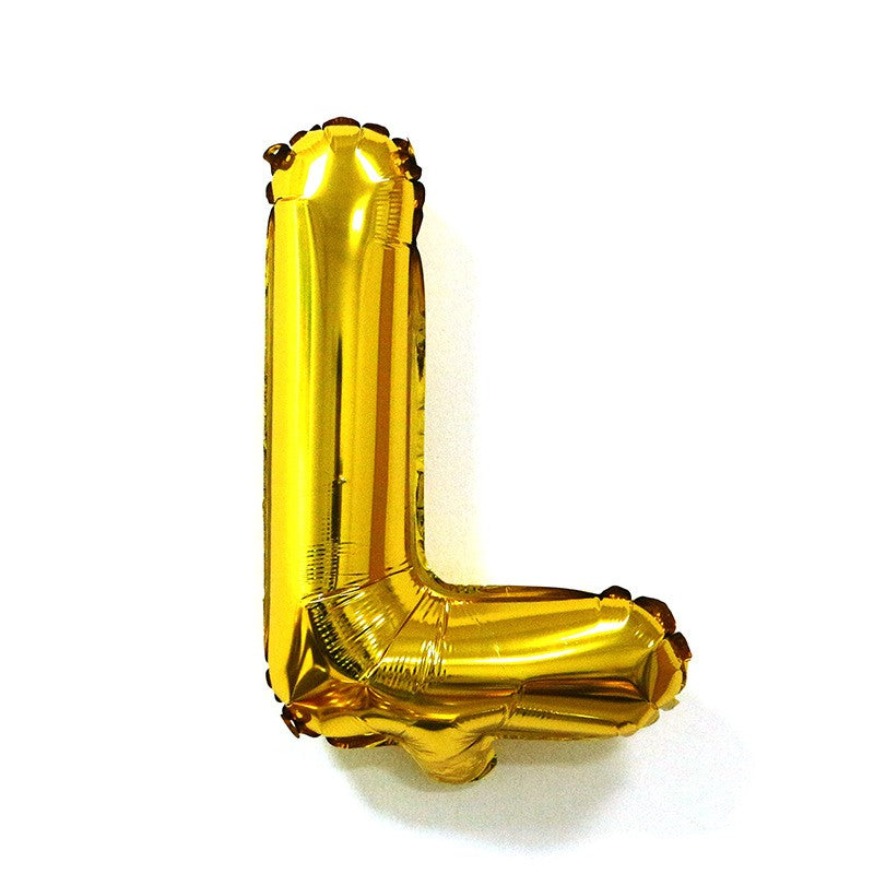 Balon Folie Metalizata Litera L, Umflare Heliu sau Aer, Decoratiuni Petrecere, Aluminiu, Include Pai Umflare, 40 cm, Auriu